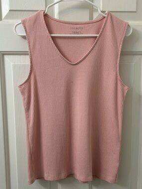 Talbots Dusty Rose Ribbed V-Neck Sleeveless Tank